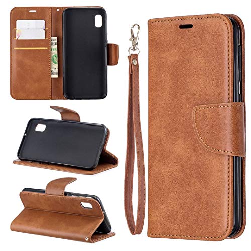 Samsung Galaxy A10e / A20e Hülle, SATURCASE Luxus PU Lederhülle Magnetverschluss Brieftasche Standfunktion Handschlaufe Tasche Schutzhülle Handyhülle Hülle für Samsung Galaxy A10e / A20e (Braun) von SATURCASE