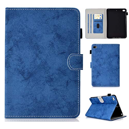 Saturcase Schutzhülle für Apple iPad Mini 4, PU-Leder, Retro-Stil, mit Magnetverschluss, Standfunktion, Kartenfächer, für Apple iPad Mini 4 blau von SATURCASE