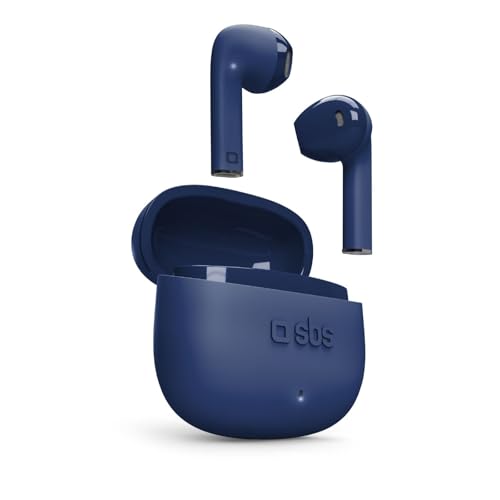 SBS TWS ONE Colour Ohrhörer mit Ladeetui, Touch-Bedienelementen und integriertem Mikrofon, Sprachassistent, bis zu 3 Stunden Hördauer, inkl. USB-C-Ladekabel, blau von SBS