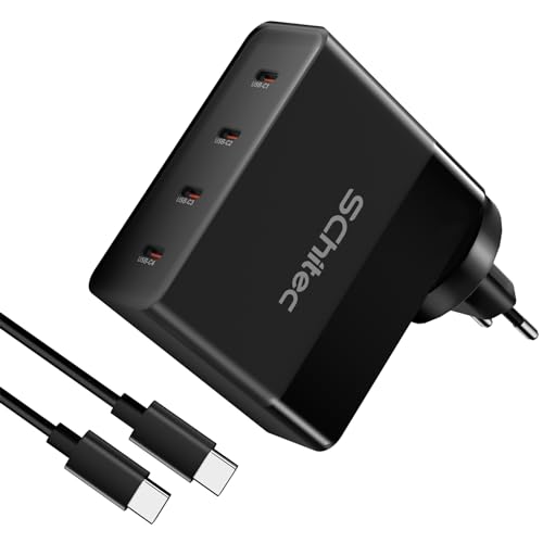 USB C Ladegerät Stecker 130W, 4 USB C Netzteil Unterstützung 65W Schnellladegerät, Multiport USB C Laptop USB Ladestecker mit USB C Ladekabel für MacBook, iPad Pro, iPhone 15/14/13 von SCHITEC