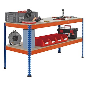 SCHULTE Werkbank blau, orange 245,0 x 77,3 x 99,0 cm von SCHULTE