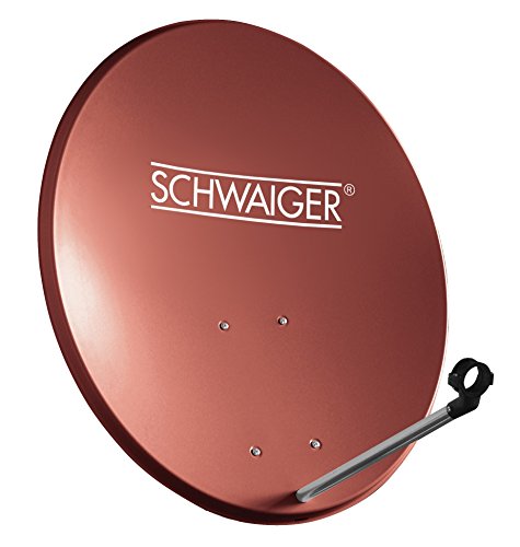 SCHWAIGER 142 Satellitenschüssel SAT-Antenne Satelliten-Anlage Offset-Antenne LNB-Tragarm Masthalterung Sat-Schüssel SAT-Anlage Stahl 55 x 62cm rot von SCHWAIGER