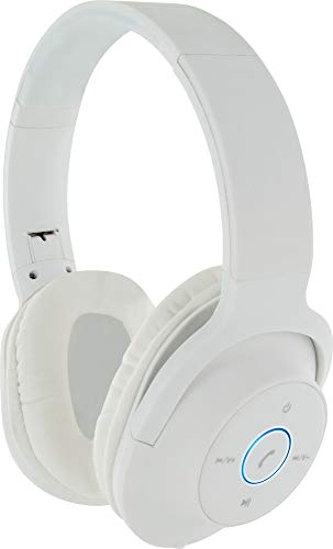 SCHWAIGER KH220BTW 513 On Ear Bluetooth Kopfhörer Over Ear Bügelkopfhörer mit Mikrofon und seitlichen Bedienknöpfen Kunstleder Klinkenanschluss Laufzeit 8h Größe einstellbar weiß von SCHWAIGER