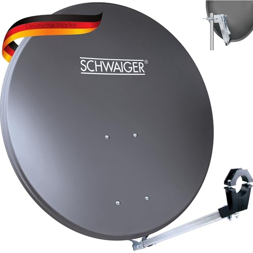 SCHWAIGER SPI2080 018 Satellitenschüssel SAT-Antenne Satelliten-Anlage Offset-Antenne LNB-Tragarm Masthalterung Sat-Schüssel SAT-Anlage Aluminium 80cm Anthrazit von SCHWAIGER