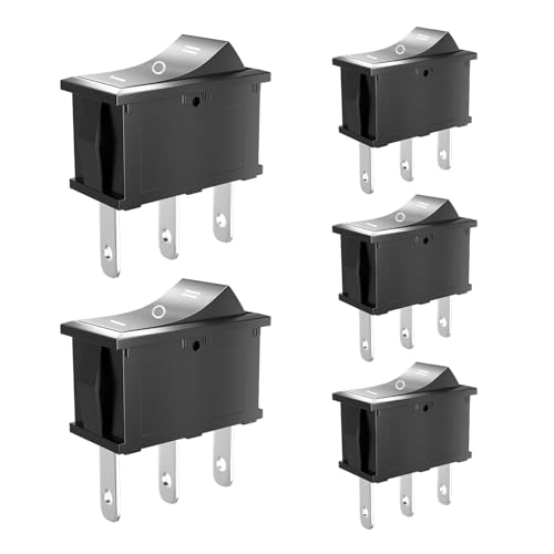 SCOOYUCK 5 Stücke Wippschalter, Mini SPDT 10mm x 15mm 3 Polig ON/OFF/ON 12V 24V 125V 250V Kippschalter, für Auto Boot Haushaltsgeräte von SCOOYUCK