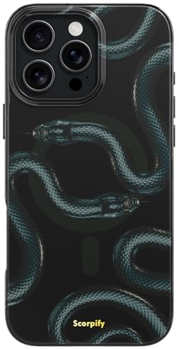 SCORPIFY Schutzhülle für iPhone 11 Pro [kompatibel mit MagSafe] mit schattenschwarzem Schlangen-Druck-Design, niedliche magnetische Handyhülle für Damen, Mädchen und Männer, [3 m Fallschutz in von SCORPIFY