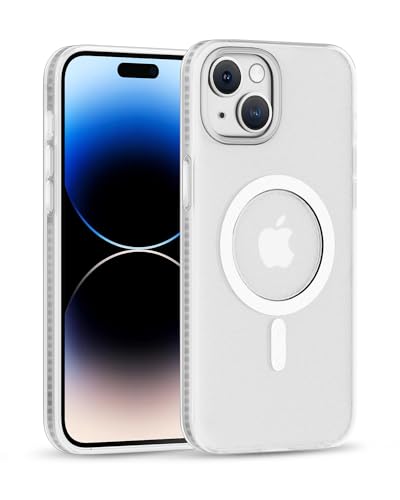SCORPIFY Schutzhülle für iPhone 15 Plus, weiß, matt, klares Design, [vergilbungsfrei] [3 m Mil-Grad-Fallschutz] Stoßfeste Handyhülle für Männer und Frauen, [kompatibel mit MagSafe] Slim Bumper von SCORPIFY