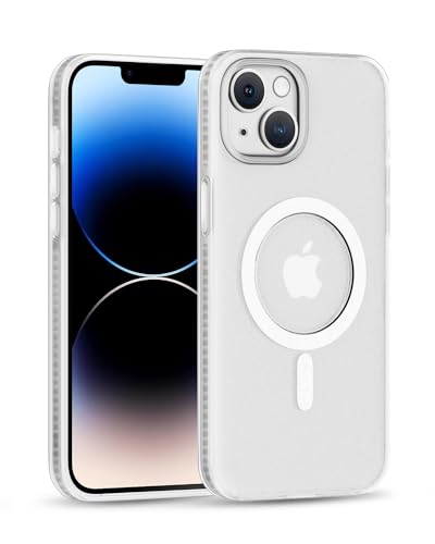 SCORPIFY für iPhone 14 Plus Hülle mit mattem magnetischem, klarem Design, [10FT Fallschutz nach Militärstandard] Telefonhülle für Männer und Frauen, [Kompatibel mit Magnetic] Schlanker Bumper, Weiß von SCORPIFY