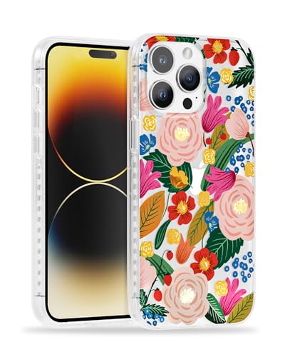 SCORPIFY für iPhone 15 Pro Max hülle mit Kamelien Blüten Blumen Design, süße, transparente Blumen Telefonhülle für Frauen und Mädchen, [vergilbt Nicht] stilvoller Bumper mit goldenen Akzenten von SCORPIFY