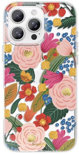 SCORPIFY für iPhone 16 Pro hülle mit Kamelien Blüten Blumen Design, süße, transparente Blumen Telefonhülle für Frauen und Mädchen, [vergilbt Nicht] stilvoller Bumper mit goldenen Akzenten von SCORPIFY