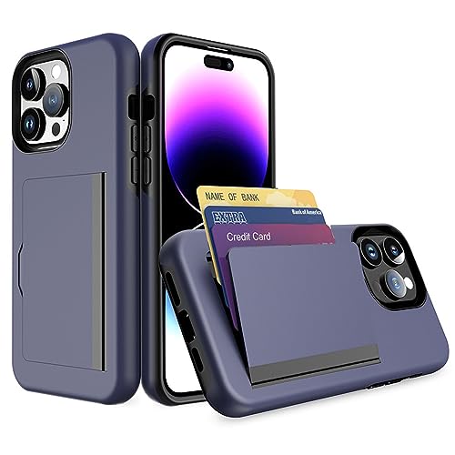 SCWZZWSY Schutzhülle für iPhone 15 Pro Max/15 Pro/15 Plus/15, TPU-PC, stoßfeste Schale mit Kartenschlitz, Ständer (15 Plus 17,5 cm, Violett), Schwarz von SCWZZWSY