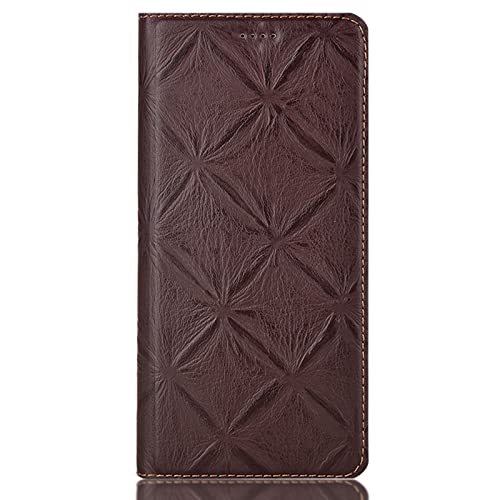 Schutzhülle für Samsung Galaxy S24, S24 Plus, S24, ultraluxuriös, echtes Leder, magnetische Brieftaschen-Hülle, Standfunktion, Kartenhalter, Klapphülle (forS24, Braun) von SCWZZWSY