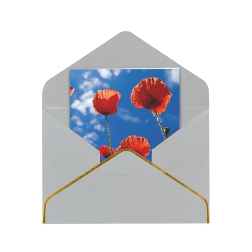 Grußkarten-Set mit Mohnblumen auf blauem Himmel, blanko, verschiedene Karten, alle Anlässe, 11,4 x 15,2 cm von SDFHU