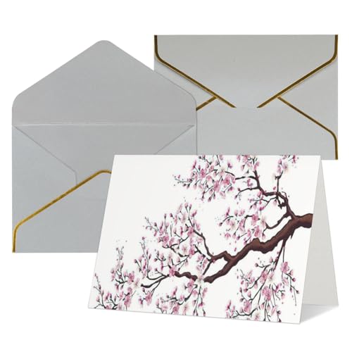 SDFHU Grußkarte mit Kirschblüten-Baum-Druck, blanko, Notizkarten mit Umschlägen, Großpackung für verschiedene Anlässe, 11,4 x 15,2 cm von SDFHU