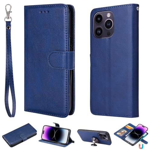 2-in-1-Karten-Solt-Wallet-Leder-Klapphülle für iPhone 15 Pro Max 14 Plus 13 12 11 XS XR 7 8 SE2022 Taschenhülle, blau, für iPhone SE2020 von SDPROG