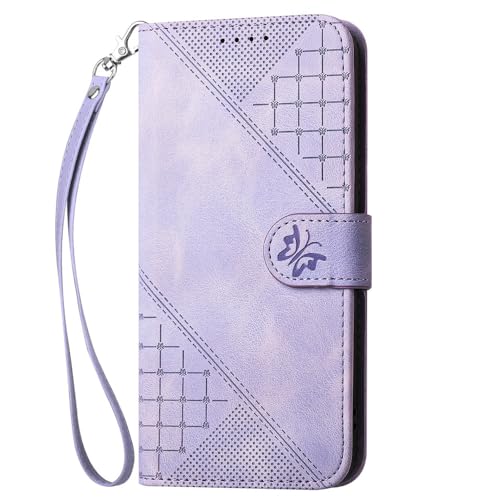 Cards Solt Leder-Brieftaschen-Klapphülle für iPhone 15 Pro Max 15 Plus 14 13 12 11 SE4 XR XS Kickstand Emboss Bag Cover, Lila, Für iPhone 15 von SDPROG