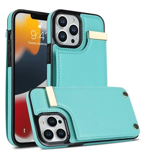 Leder-Geldbörse mit Kartenschlitz, Handyhülle für iPhone 15 14 Plus 13 Pro 12 11 X XS Max XR SE 2022, Geldbörse, Klappständer, Hülle, Hoesje, grün, für iPhone 15 Pro von SDPROG