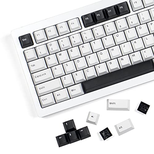 XVX Bow-Tastenkappen, 168 Tasten, minimalistischer Stil, Schwarz auf Weiß, Doppelschuss, PBT-Tastenkappen-Set, Cherry Profile Tastatur-Tastenkappen für Cherry Gateron MX Switches Mechanische Tastatur von SDYZ