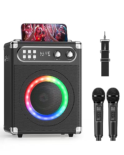 SEAAN Karaoke Maschine, Karaoke Anlage mit 2 UHF-Wireless- Mikrofonen， PA-System mit DJ Lights ， Ideal Lautsprecher Bluetooth Karaoke System für, Gesangsparty, Meetings von SEAAN