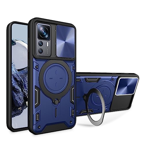 SEAHAI Hülle für Xiaomi 12T Pro 5G / Xiaomi 12T 5G, [Militärische Stoßfest Case] Ultra Dünn PC Schutzhülle Cool Stil Handyhülle mit Kameraschutz und Metall Ring Magnetisch Ständer - Blau von SEAHAI