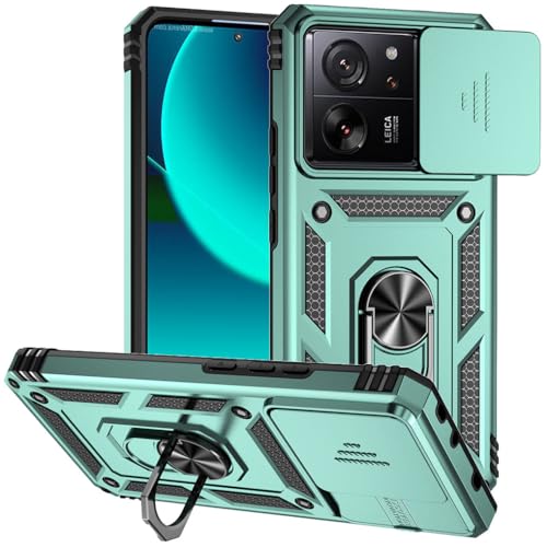 SEAHAI Hülle für Xiaomi 13T 5G / Xiaomi 13T Pro 5G, Militär Robust Handyhülle Outdoor Stoßfest Silikon TPU + PC Handy Case Schutzhülle mit Kameraschutz und 360 Grad Ring Ständer - Grün von SEAHAI