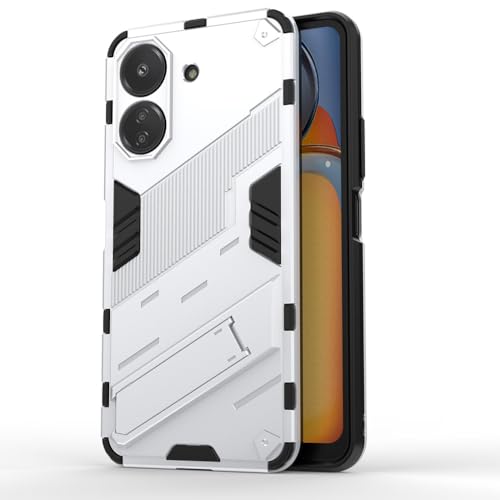 SEAHAI Hülle für Xiaomi Redmi 13C / Poco C65, [Militärische Stoßfest Case] Ultra Dünn Harter PC Sanft TPU Schutzhülle Handyhülle mit Stabilem Faltbar Ständer - Weiß von SEAHAI