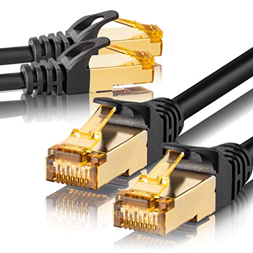 SEBSON Ethernet LAN Kabel 50cm - 2er Set - CAT 7 Netzwerkkabel 10 Gbit/s, S-FTP Patchkabel RJ45 - Router, PC, TV, NAS, Spielekonsolen von SEBSON