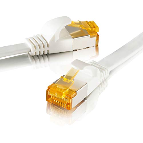 SEBSON Ethernet LAN Kabel 7,5m - CAT 7 Netzwerkkabel 10 Gbit/s, U-FTP Patchkabel RJ45 flach - Router, PC, TV, NAS, Spielekonsolen von SEBSON