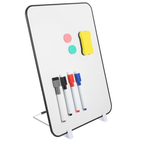 SECFOU 1 Satz Doppelseitige Schreibtafel Trockenlöschtafel Schultafeln Whiteboard Trockener Löschstift Büroschreibtisch Schwarz Trocken Abwischbare Tafeln Reißbrett Metall Weiß von SECFOU