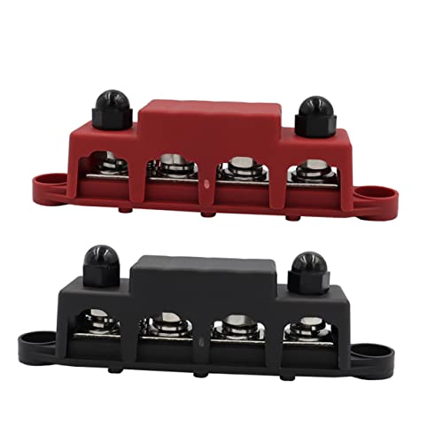 SECFOU 2 Stück Marine Sammelschiene 4 Bolzen Verteilerblock Hochleistungs Stromverteilungsblock Dual Anschlussbolzen Busbar Für Amper Stromverteilung Und Erdung von SECFOU