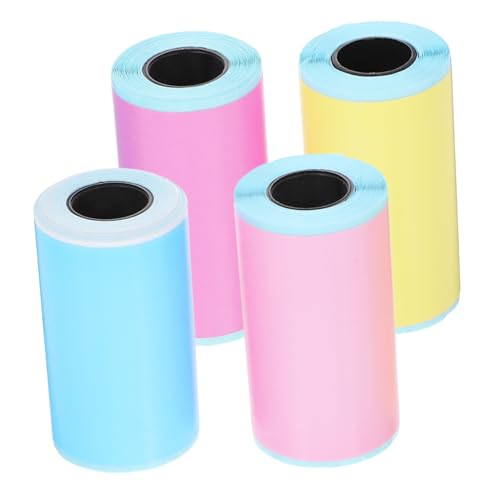 SECFOU 4 Rollen Thermopapier, Farbige Thermoetiketten, Thermodruckeretiketten, Selbstklebende Etiketten, Mini Thermodrucker Aufkleberpapier, Thermodrucketiketten Für Drucker von SECFOU