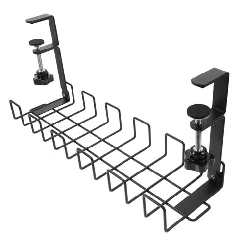 SECFOU Unter Dem Schreibtisch Kabelmanagement Tablett Kabel Organizer Für Eine Ordentliche Schreibtischoberfläche Inkl DREI Kabelhaltern Und Klettbändern Für Effektive von SECFOU