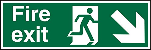 Seco Fire Exit – Fire Exit, Man Running Right, Pfeil nach unten und rechts, 600 mm x 200 mm – 1 mm halbstarrer Kunststoff von SECO