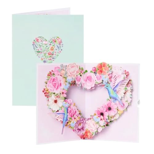 1 stücke Hochzeitseinladungskarte Pop-up-Grußkarte mit Umschlag Blumen Postkarte Floral Geburtstagskarten Valentinstag Geschenke Kreative Wohnkultur(Pink Rose Love) von SEEHA