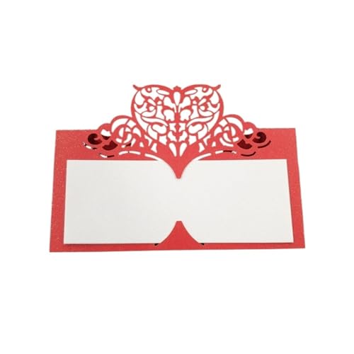 10–100 Stück Hochzeitseinladungskarten, 9 x 9 cm, Tischkartenpapier, lasergeschnitten, herzförmig, Tischnamenskarte, Tischkarte, Hochzeitsfeier-Dekoration, Gastgeschenk-Sitzkarte(Red,50pcs) von SEEHA