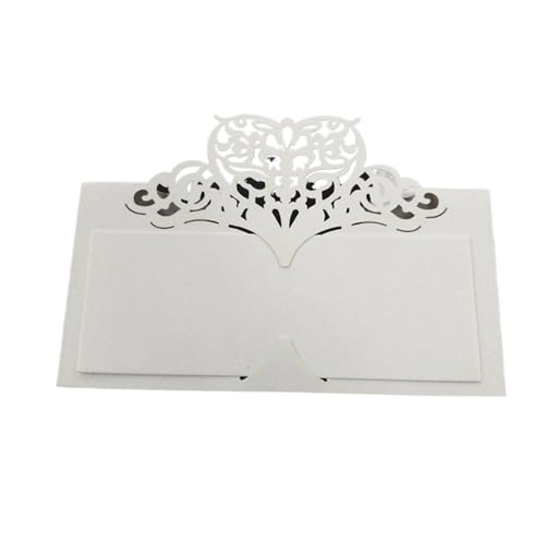 10–100 Stück Hochzeitseinladungskarten, 9 x 9 cm, Tischkartenpapier, lasergeschnitten, herzförmig, Tischnamenskarte, Tischkarte, Hochzeitsfeier-Dekoration, Gastgeschenk-Sitzkarte(White,50pcs) von SEEHA