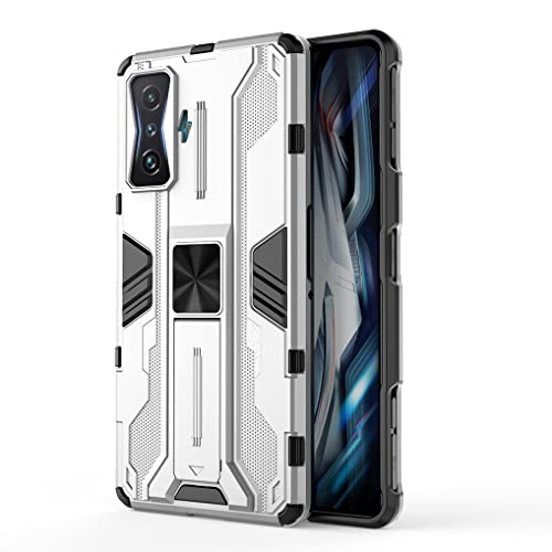 SEEKO Hülle für Xiaomi Poco F4 GT 5G, [Militärische Stoßfest Case] Ultra Dünn Harter PC Sanft TPU Schutzhülle Handyhülle mit Stabilem Faltbar Ständer - Weiß von SEEKO