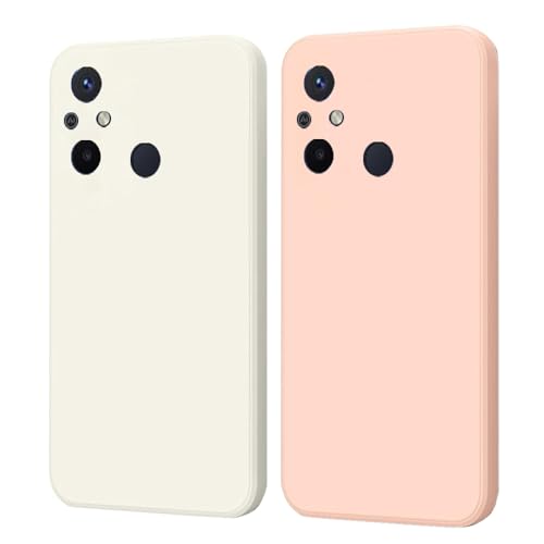 SEHEYA 2 Stück Hüllen für Xiaomi Redmi 12C Weiche Hülle Silikon Matt TPU Handyhülle Ultra Dünne Pastellfarbe Schutzhülle Cover Kameraschutz Case, Weiß Rosa von SEHEYA