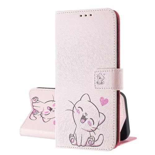 SEHEYA Handyhülle Kompatibel mit Honor Magic 7 Pro Hülle PU Leder Handy Klapphülle mit süßes Motive Design Stoßfest Flip Case Brieftasche Schutzhülle Cover, Rosa Kätzchen von SEHEYA