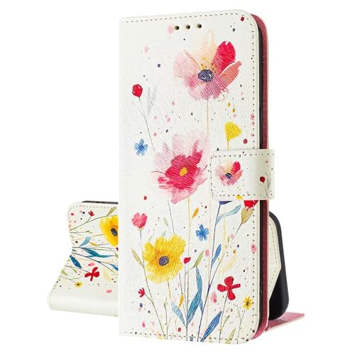 SEHEYA Handyhülle für Google Pixel 7 Hülle PU Leder Handy Klapphülle mit süßes Motive Design Stoßfest Flip Case Brieftasche Schutzhülle Cover, Garten Blüte von SEHEYA