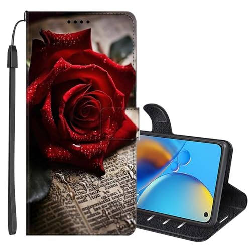 SEHEYA Klapphülle für Samsung Galaxy S23 Ultra Lederhülle Handyhülle mit Motiv Muster Flip Brieftasche 3 Kartenhüllen Handy Hülle Schutzhülle Wallet Case, Retro Rose von SEHEYA