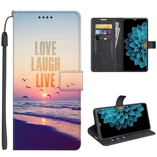 SEHEYA Klapphülle für Samsung Galaxy S25 5G Lederhülle Handyhülle mit Motiv Muster Flip Brieftasche 3 Kartenhüllen Handy Hülle Schutzhülle Wallet Case, Sonnenuntergang Strand von SEHEYA