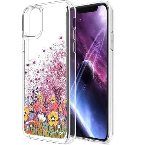 SEHEYA Kompatibel mit Samsung Galaxy Note 20 Ultra Hülle Glitzer Flüssig Treibsand Handyhülle Klar Dünne Silikon Case Schutzhülle Stoßfestes Bling Sparkle Cover Mädchen, Blumen von SEHEYA