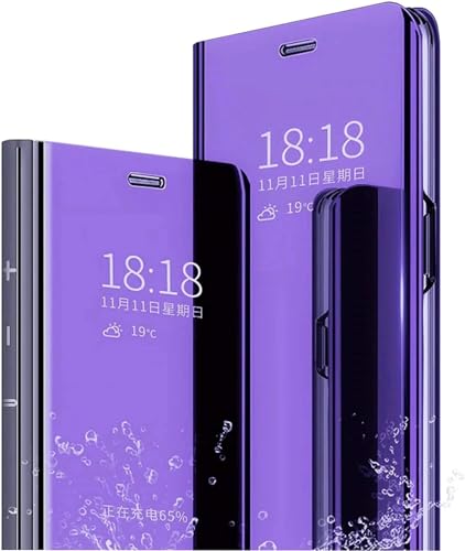 SEIAIYG Handyhüllen für Xiaomi 14T Pro Hülle Klappbar, Spiegel Flip Tasche Cover Stoßfest Lederhülle Etui mit Standfunktion, Schutzhülle Case für Xiaomi 14T Pro (Lila) von SEIAIYG