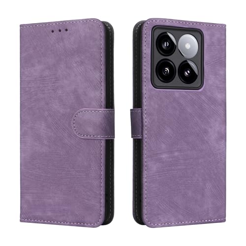 SEIAIYG Hülle für Xiaomi 14T Pro, PU Leder Flip Handytasche mit RFID Blocker, Magnetverschluss, Kreditkartenhalter, Stoßfester Klappbare Schutzhülle für Xiaomi 14T Pro (Lila) von SEIAIYG