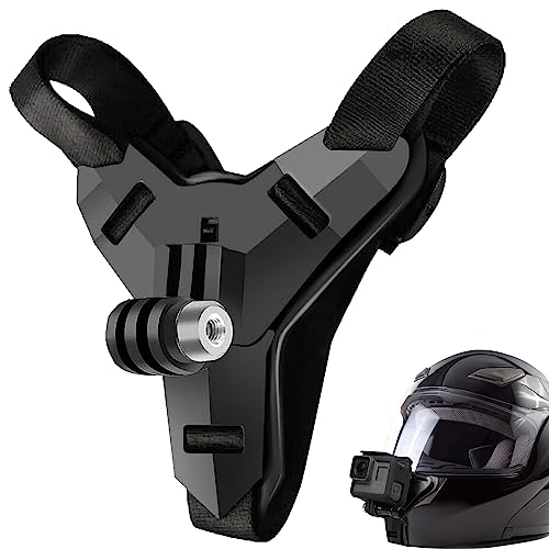 Motorrad Helmhalterung, Motorrad Helm Chin Rest, Motorradhelm-Gurt-Halterung am Kinn für GoPro Hero 2018/6 / 5/4 / 3, Session, SJCAM, AKASO, Campark, Polaroid, Osmo Action, YI Action-Cam (Black) von SEIYOGDS