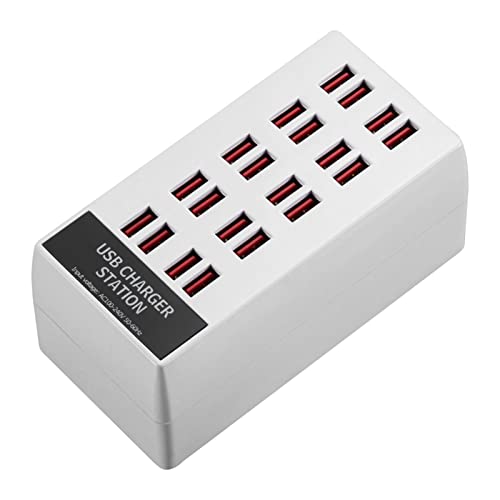 SENECESLI 20 Ports USB Ladeadapter, USB Schnelllade Hub mit PWM Chip für IOS für Android, Ladestation für Mehrere Geräte für Büro, Zuhause, Reisen (EU-Stecker) von SENECESLI