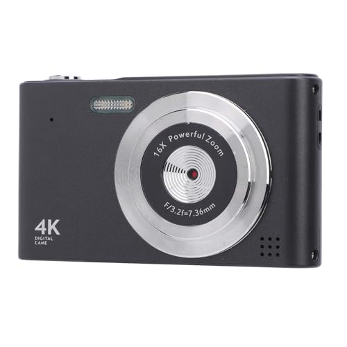 Digitalkamera, 48-Megapixel-Digitalkameras für Fotografie, Autofokus-Point-and-Shoot-Kleinkamera für Kids, Kompaktkamera mit 16-fachem Zoom für Teenager-Anfänger (Black) von SENECESLI