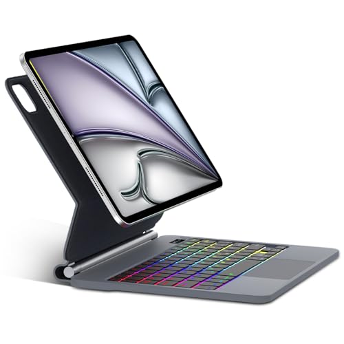 SENGBIRCH Magic Tastatur mit hülle für iPad Air 11" (M2) 2024 - Deutsches QWERTZ Layout Hintergrundbeleuchtung Multi-Trackpad Keyboard für iPad Pro 11 Zoll 4./3./2./1 von SENGBIRCH