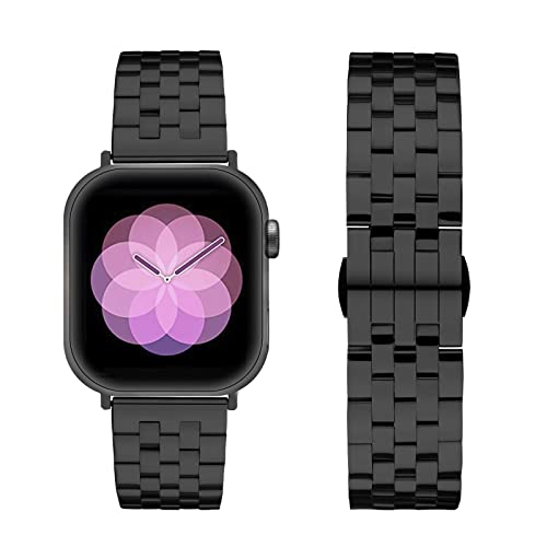 SEURE Kompatibel mit Apple Watch Armband 38mm 40mm 41mm,Herren Damen Edelstahl Uhrarmband Verstellbare Metall Ersatzarmband für Series SE/8/7/6/5/4/3/2/1,Schwarz-2 von SEURE